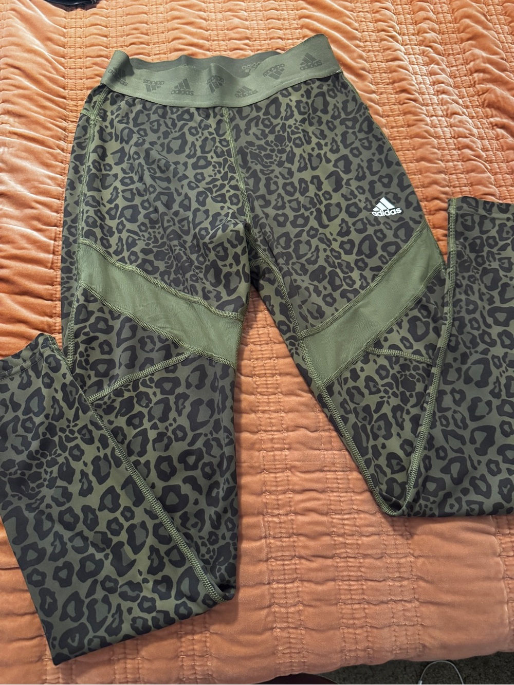 adidas Olive Green Leopard Print Girls' Leggings